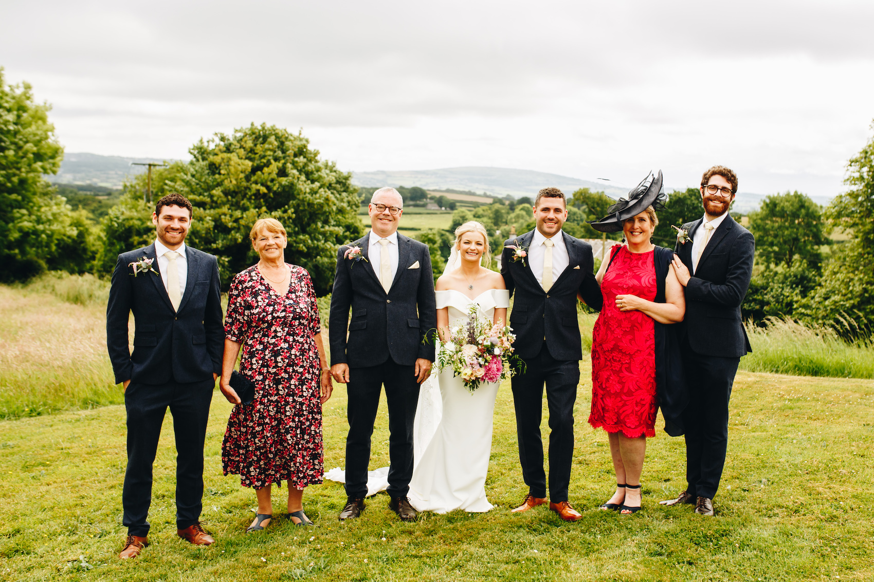 Family photo with the newlyweds