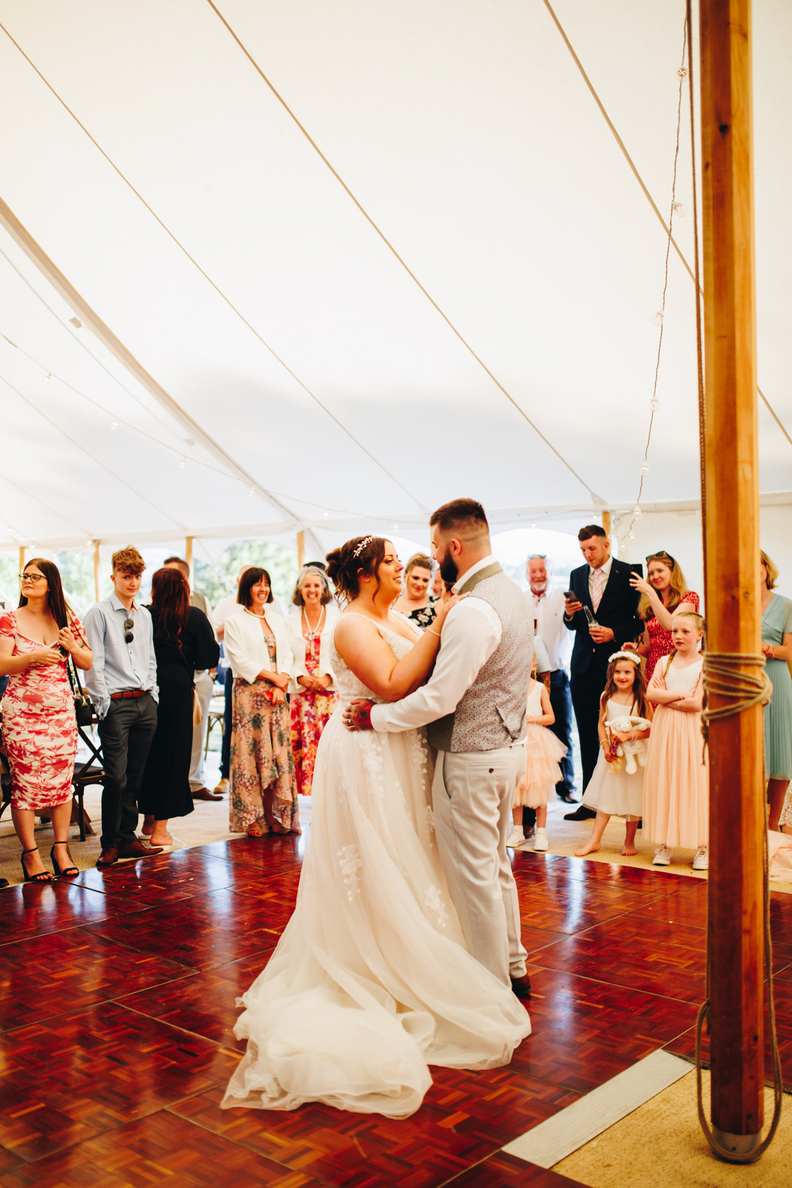 Newlyweds having their first dance