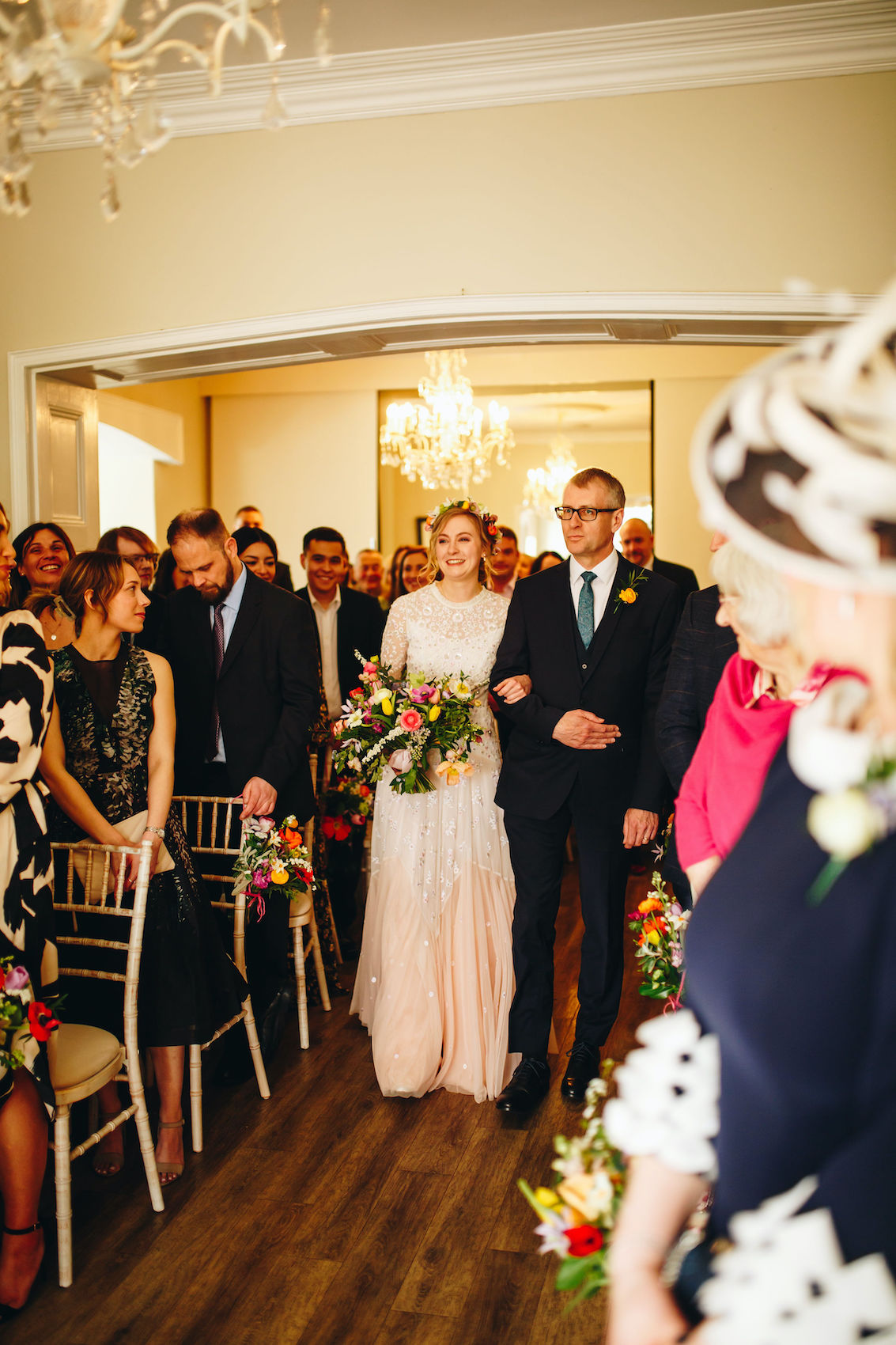 Bride and her dad walking down the aisle