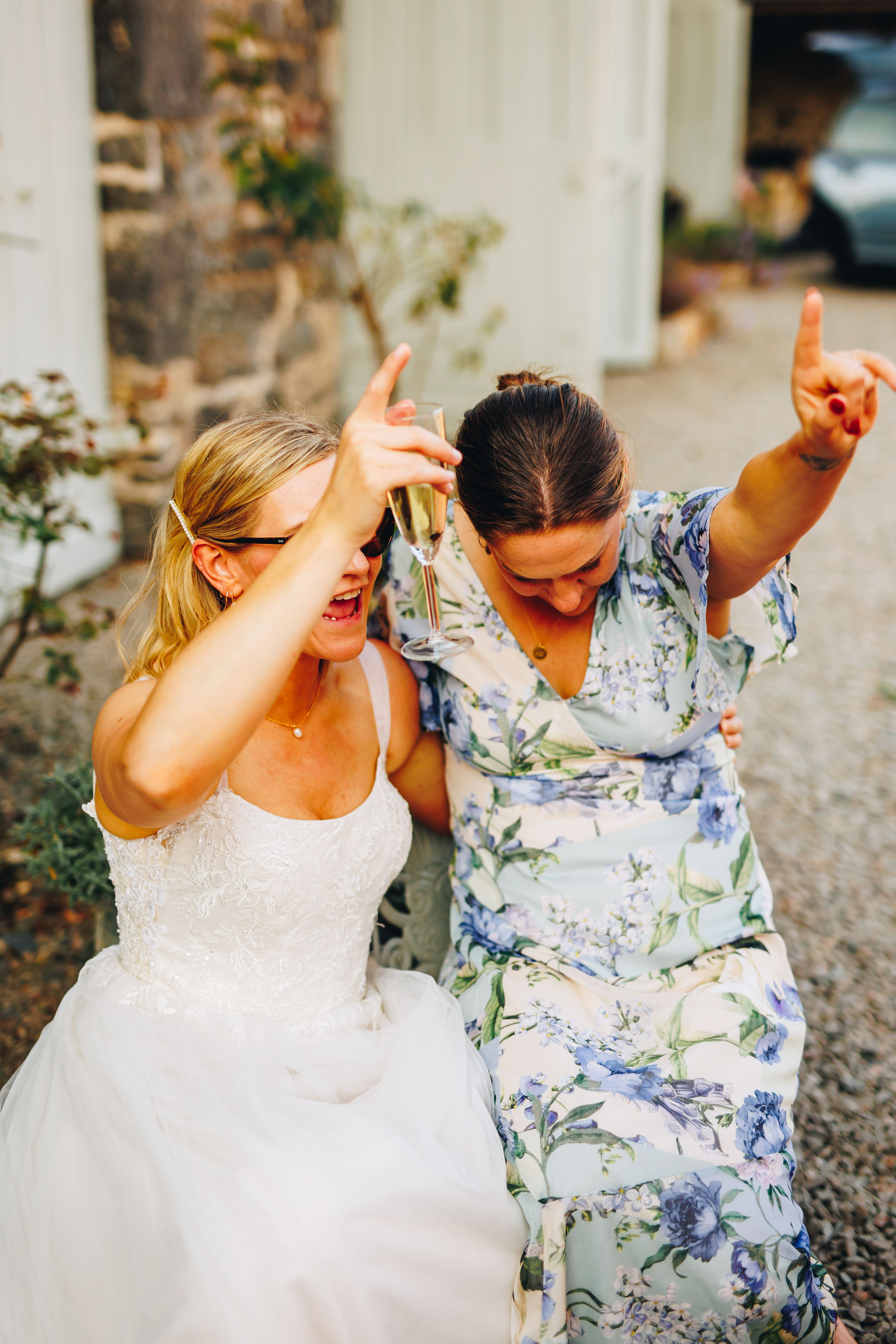 Bride and guest having a good time