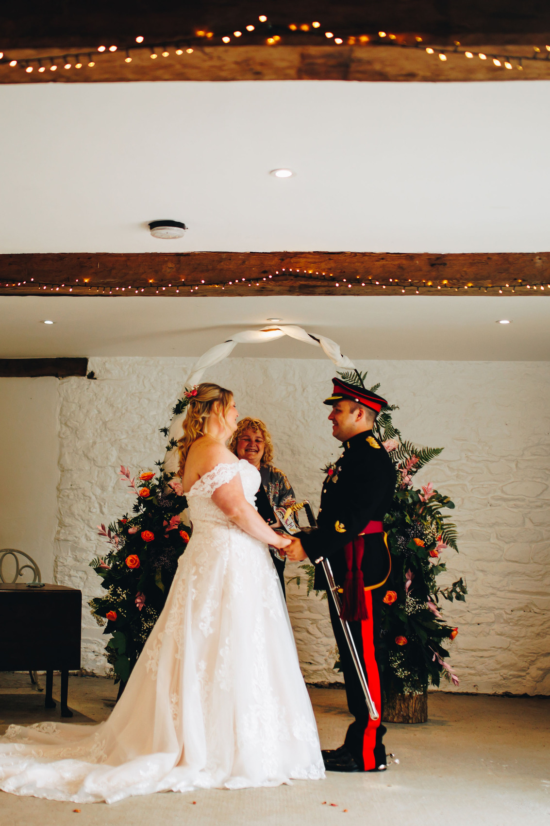 Couple at top of aisle getting married