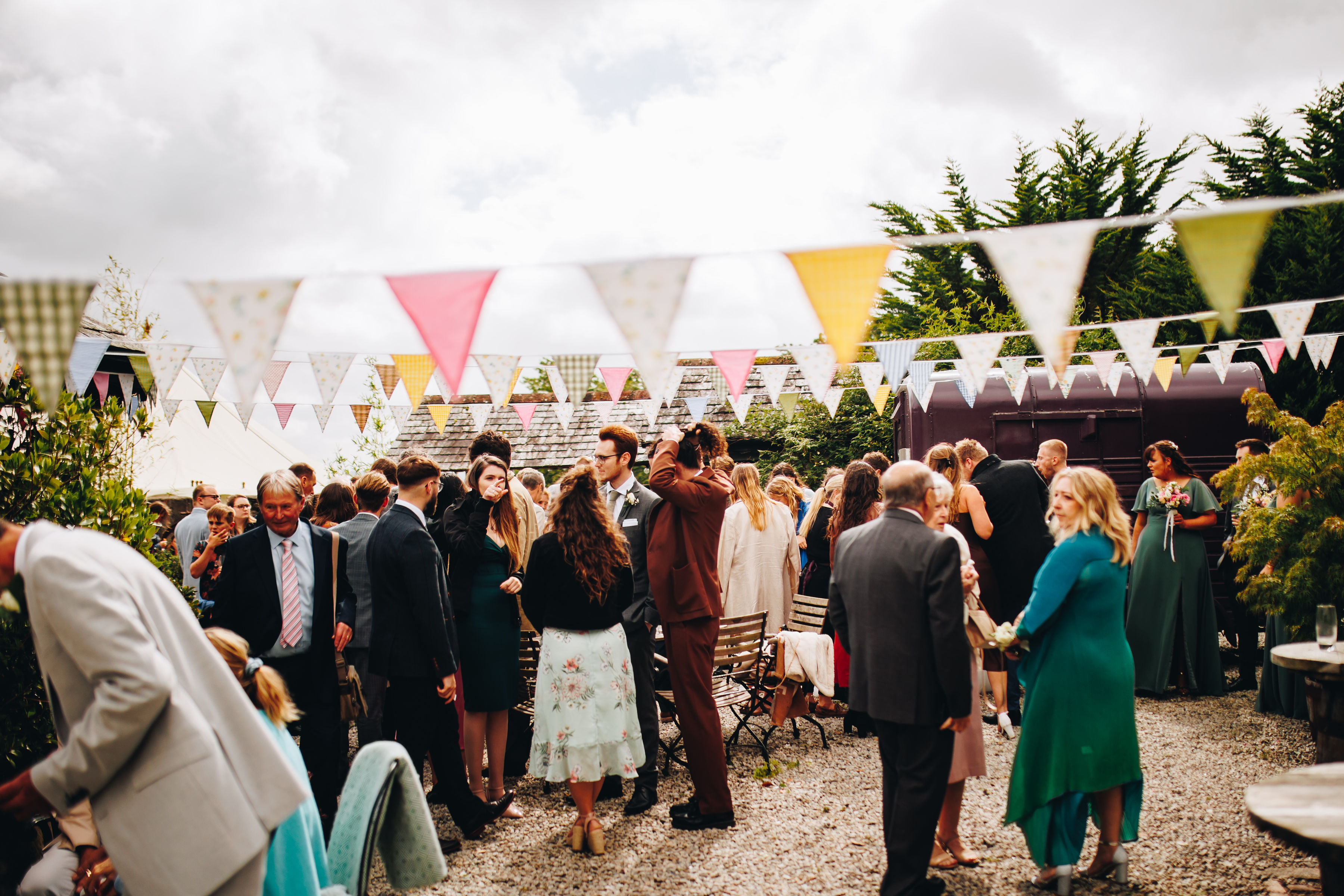 Courtyard wedding reception