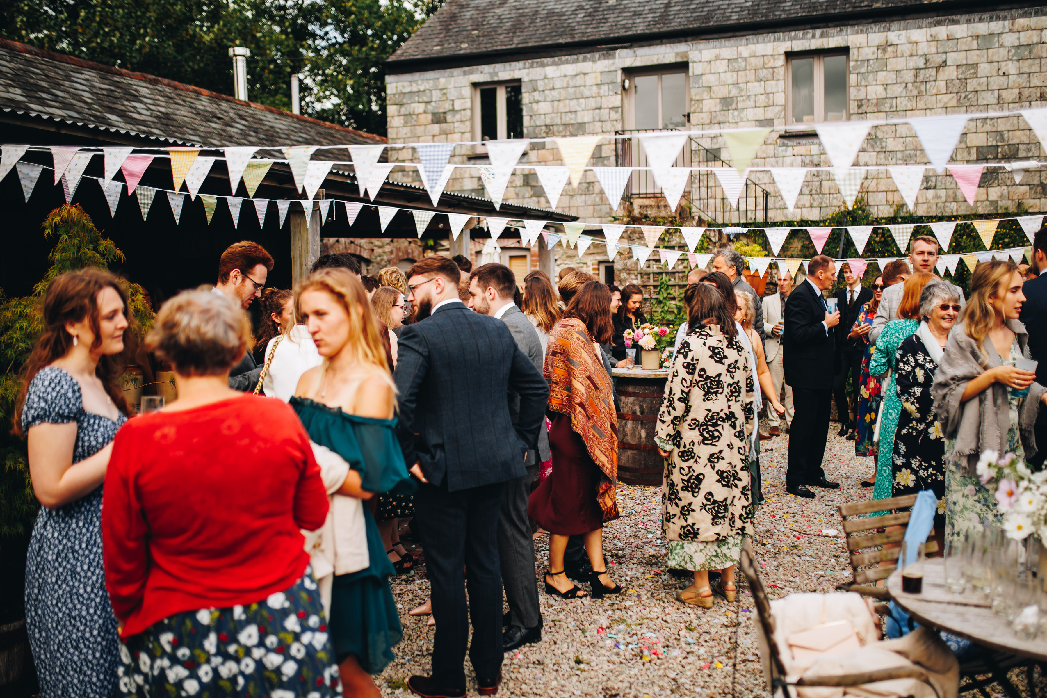 Courtyard wedding reception