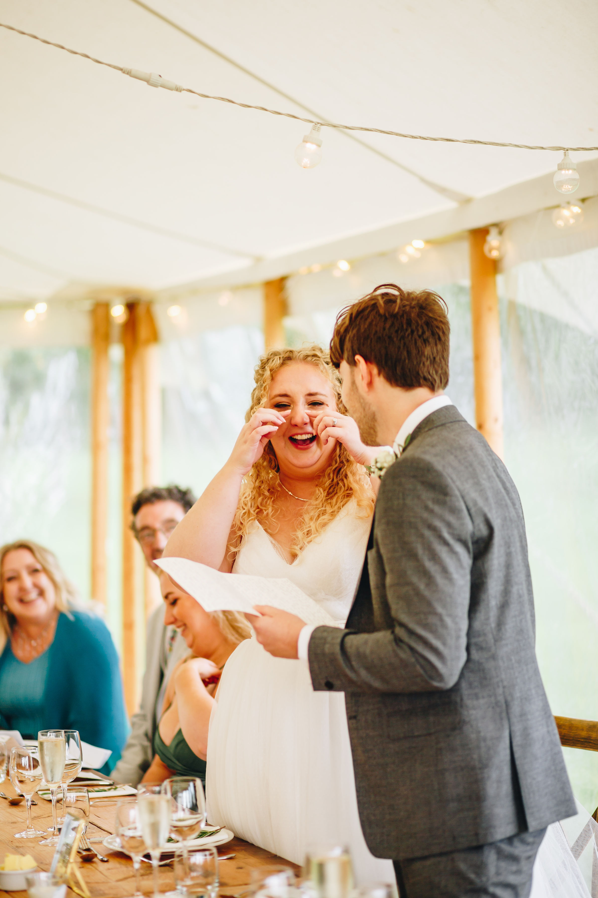 Bride cries at groom's speech