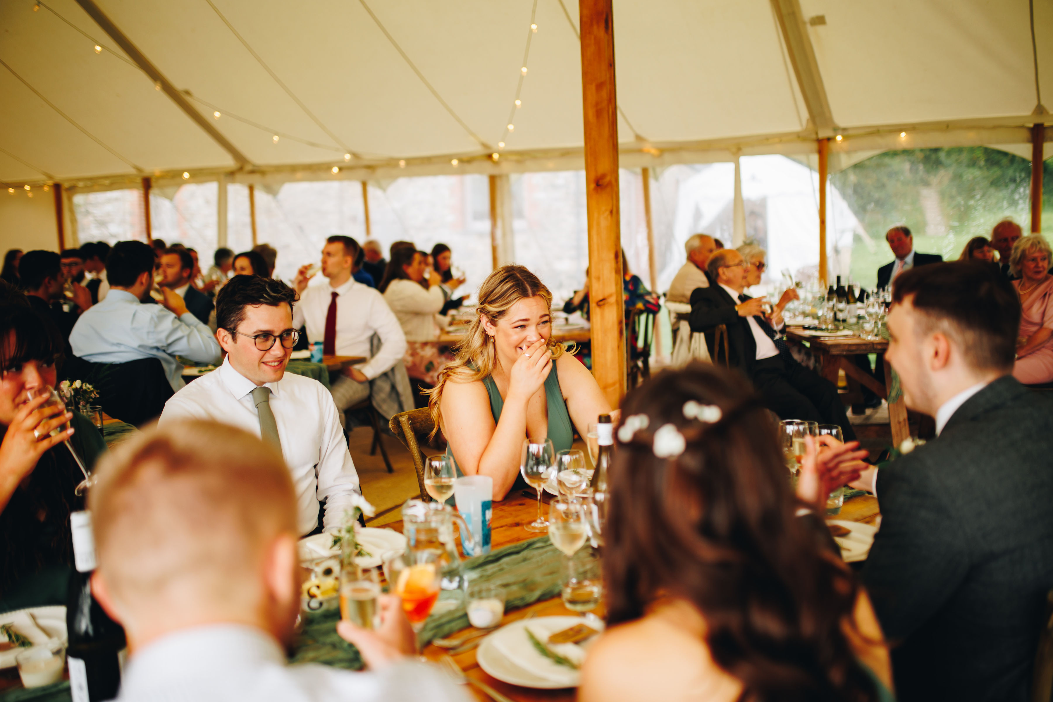 Guests laugh and cry at speeches