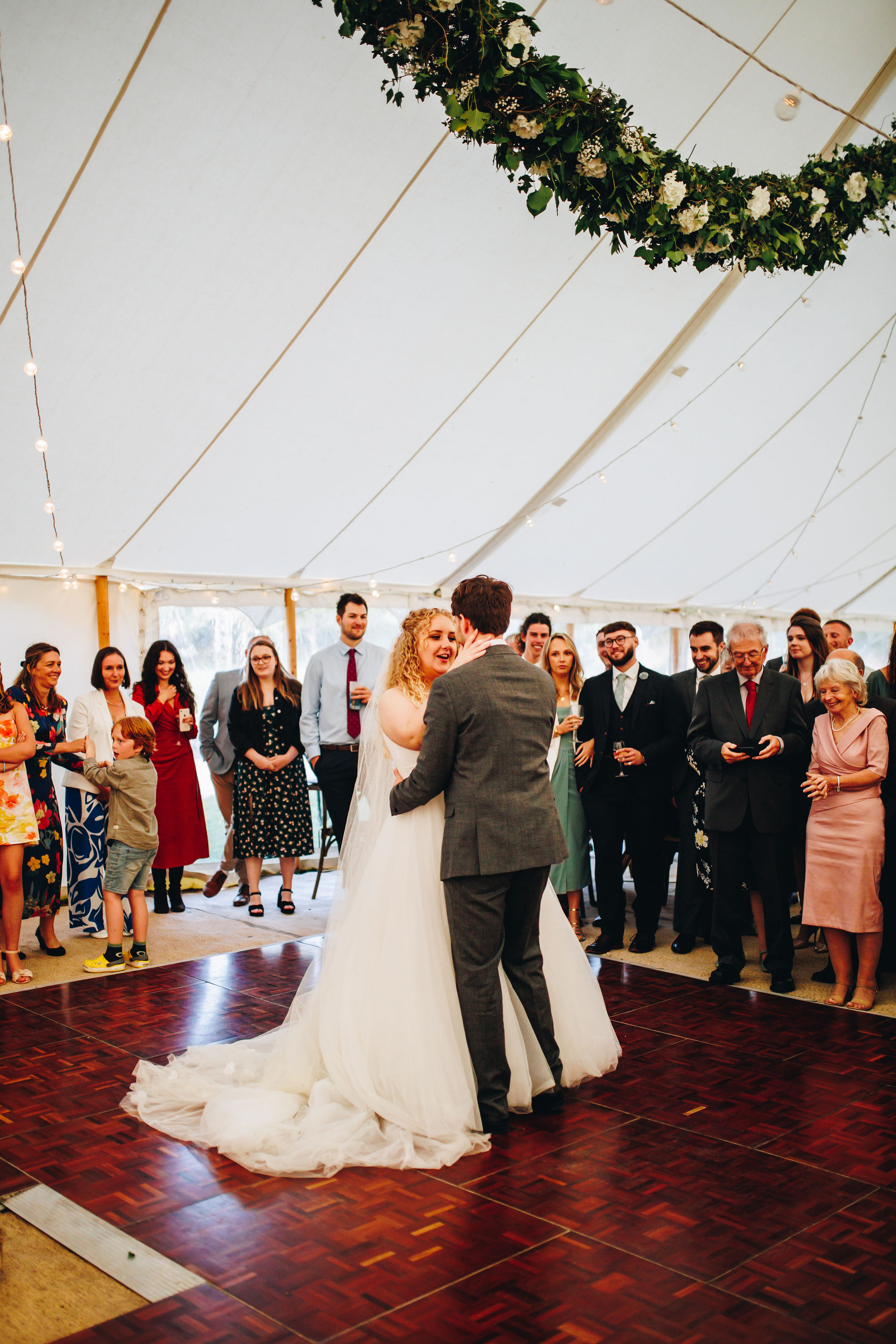 First dance in the marquee on a dance floor