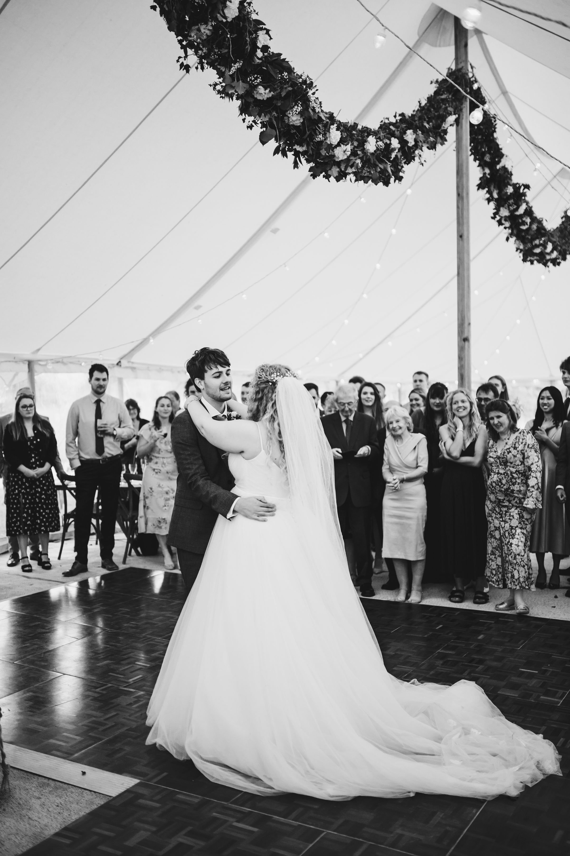 First dance in the marquee on a dance floor