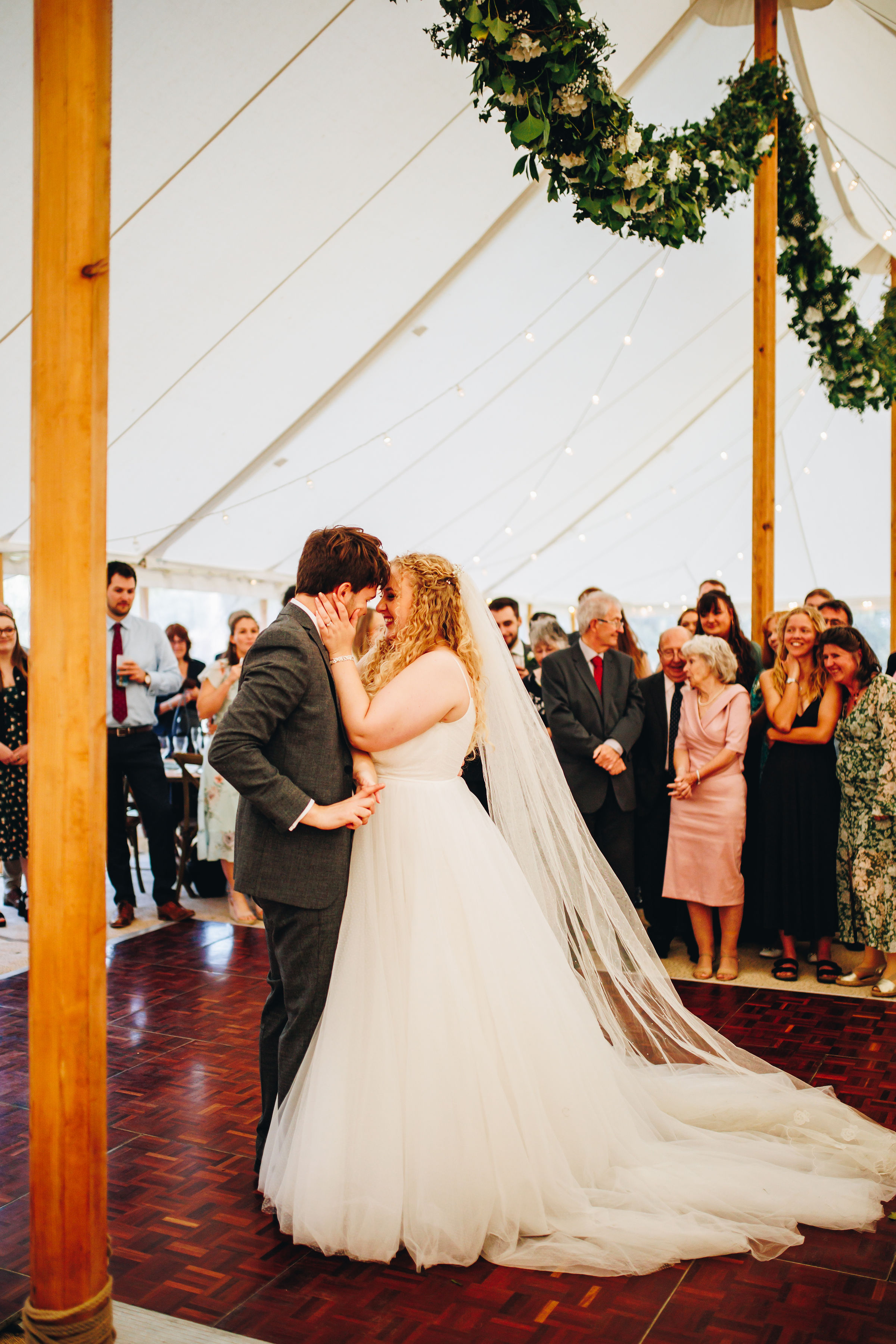 First dance in the marquee on a dance floor