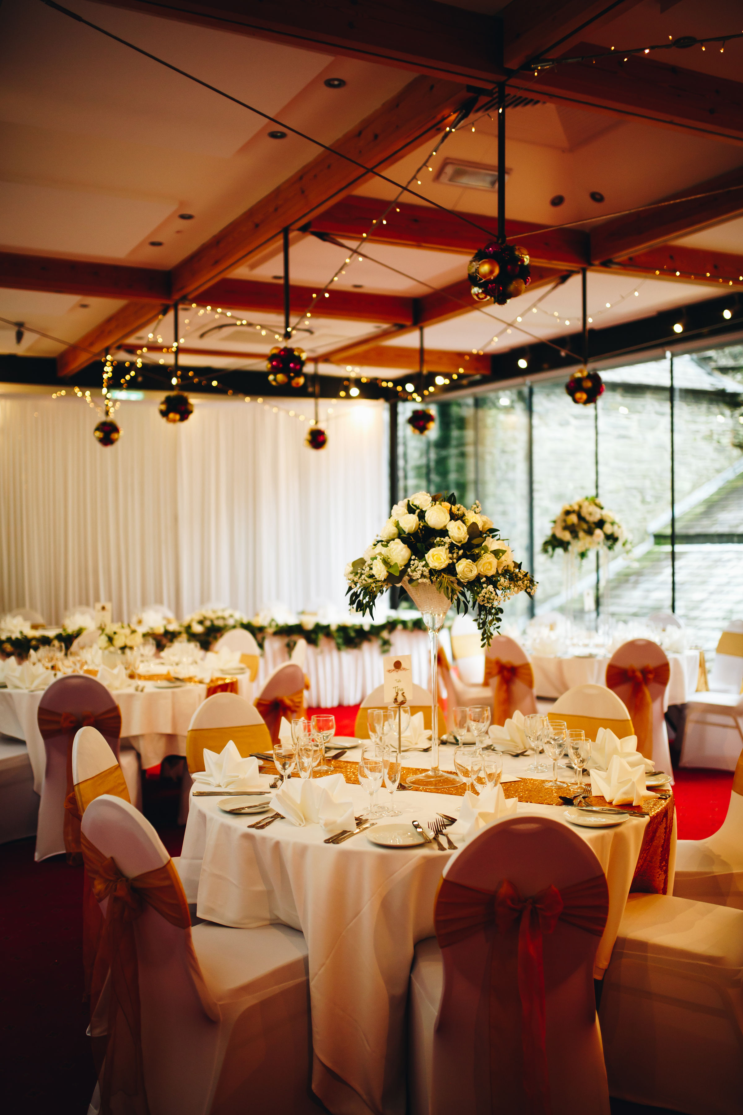 Wedding tables set up for reception