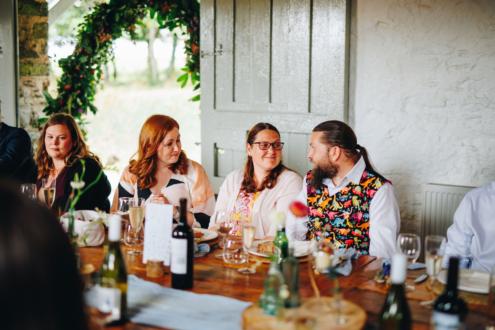 Guests sat at the wedding reception