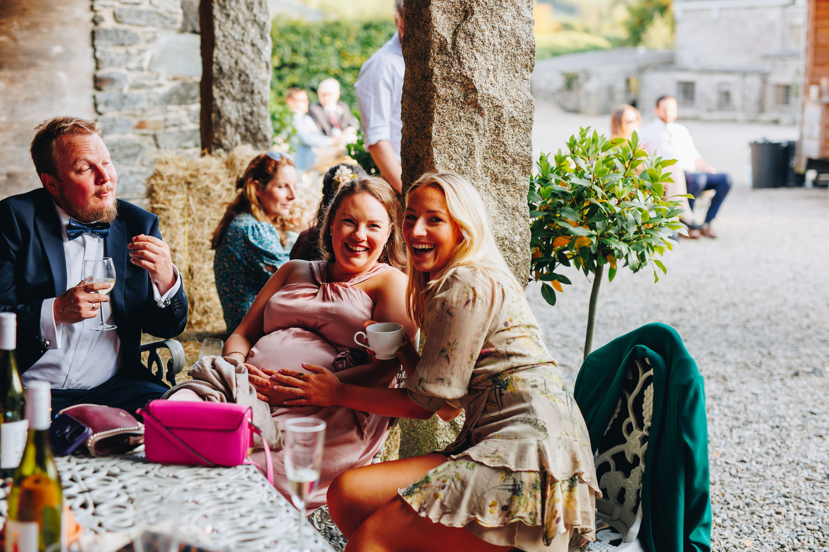 Guests having fun in the courtyard