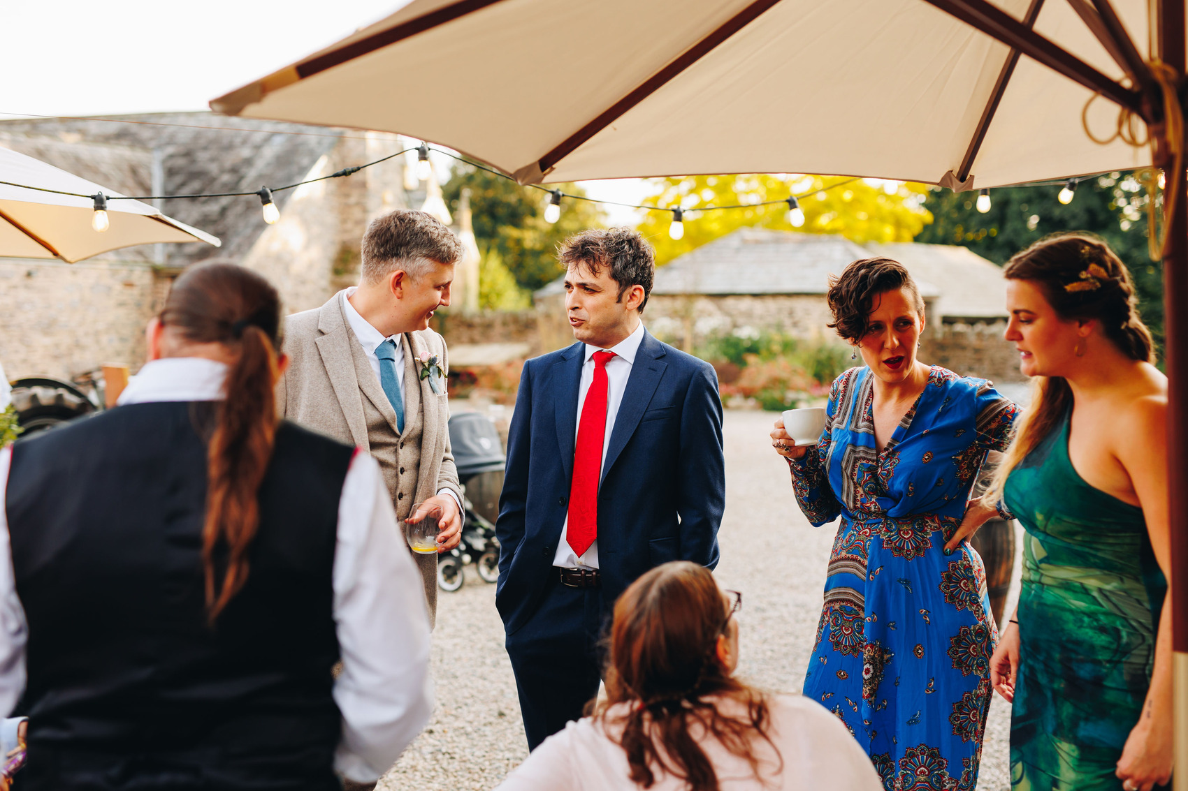 Guests having fun in the courtyard