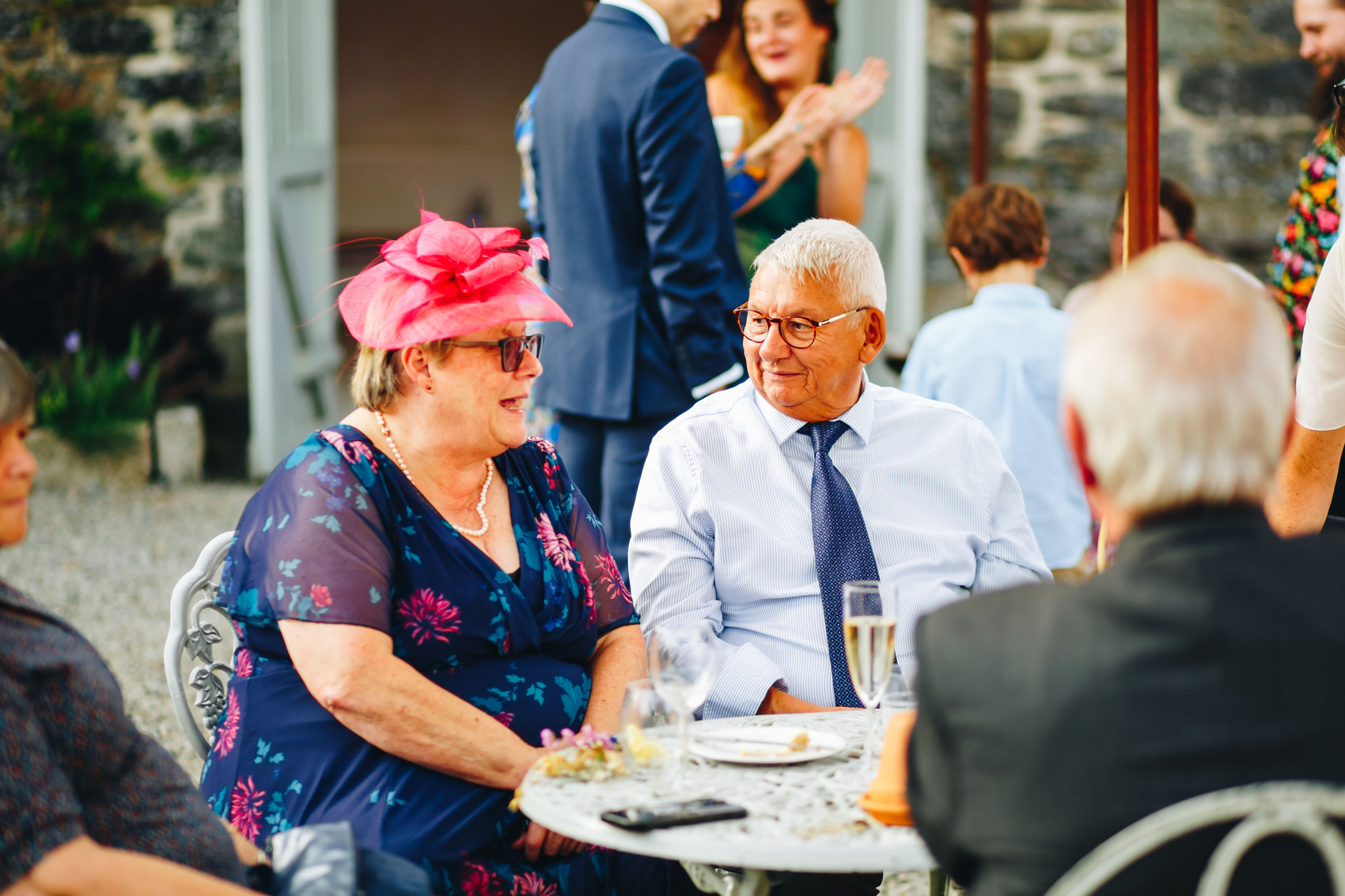 Guests having fun in the courtyard
