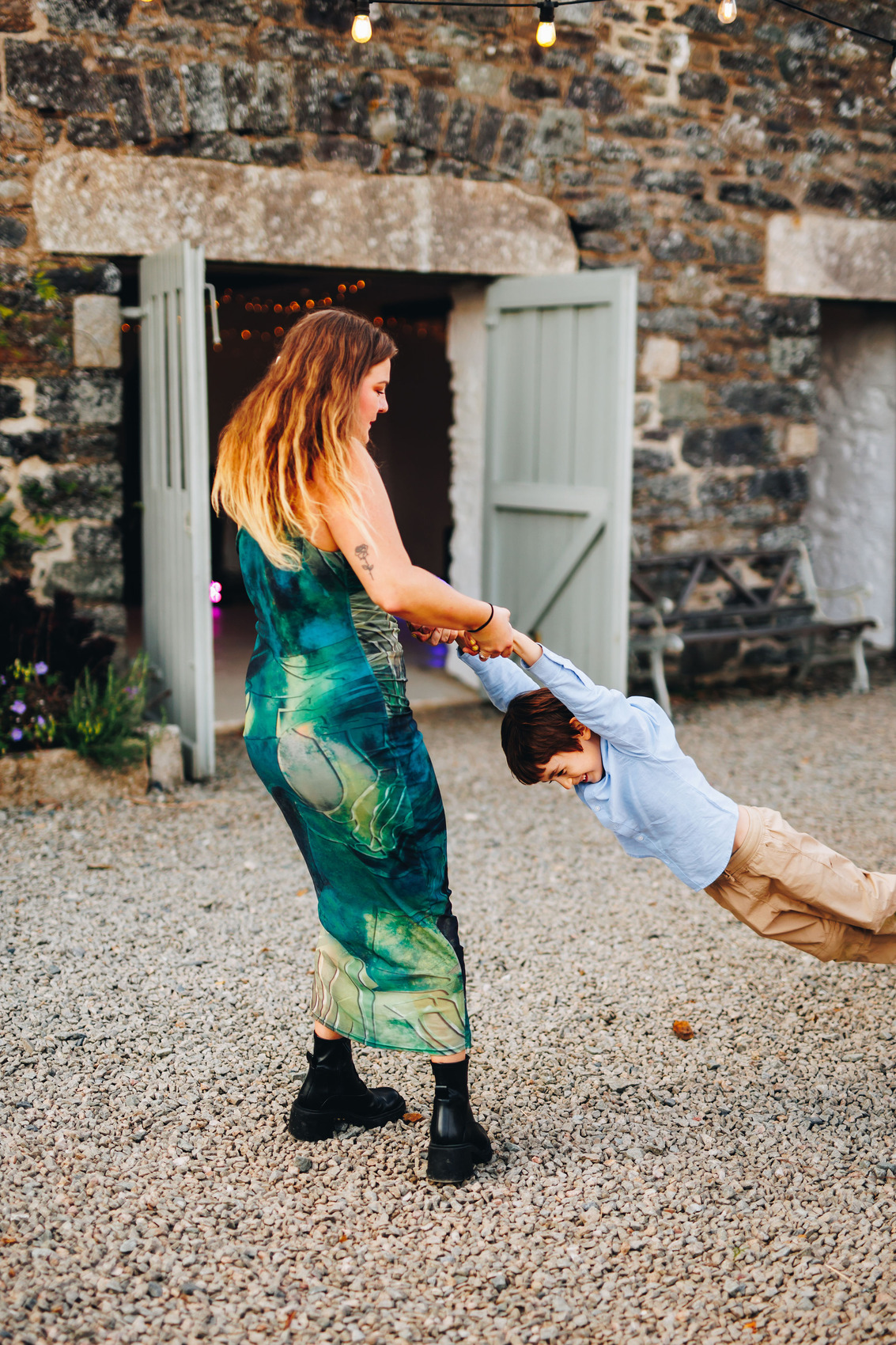 Guests having fun in the courtyard